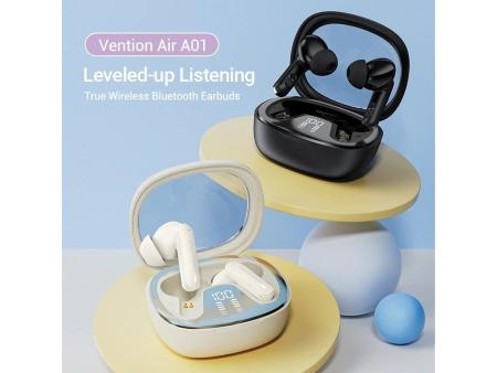 Auriculares Bluetooth Vention AIR A01 NBMB0 con estuche de carga/ Autonomía 7h/ Negros