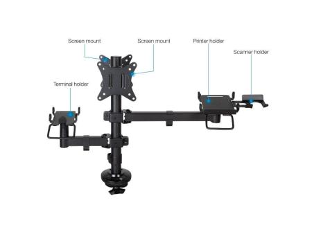 Soporte para 2 Monitores, TPV, Impresora, Términal y Lector TooQ TQPM0002/ hasta 9kg