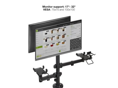 Soporte para 2 Monitores, TPV, Impresora, Términal y Lector TooQ TQPM0002/ hasta 9kg