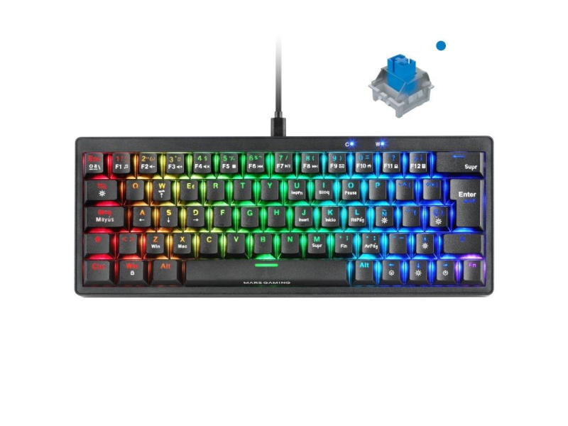 Teclado Gaming Mecánico Mars Gaming MKMINIPRO/ Switch Azul/ Negro