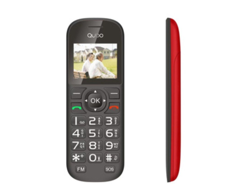 Teléfono Móvil Qubo D-1803 para Personas Mayores/ Rojo