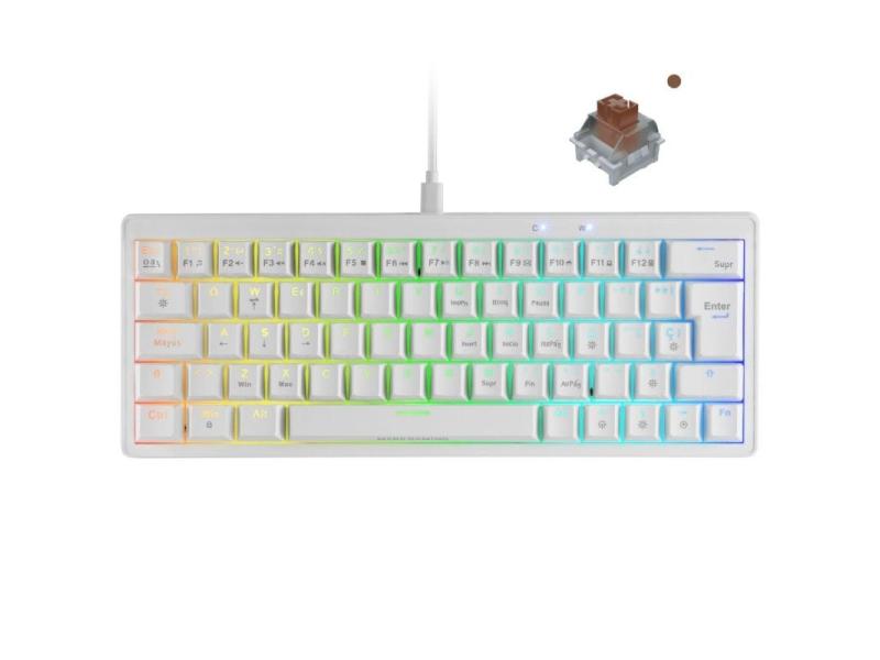 Teclado Gaming Mecánico Mars Gaming MKMINIPRO/ Switch Marrón/ Blanco