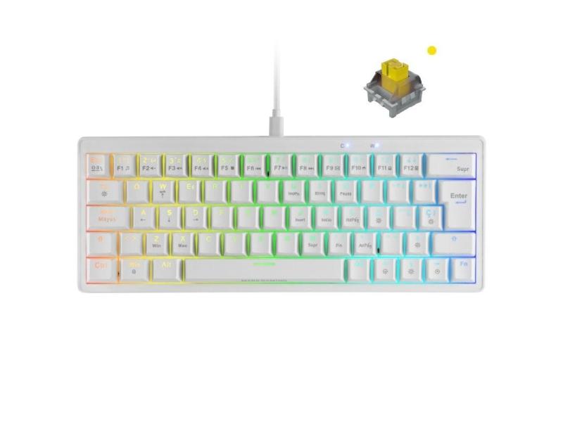 Teclado Gaming Mecánico Mars Gaming MKMINIPRO/ Switch Amarillo/ Blanco