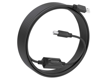 Cable Alargador USB 2.0 con Amplificador Aisens A101-0881/ USB Macho - USB Tipo-B Macho/ 10m/ Negro