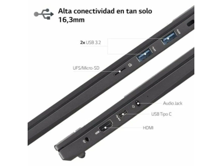 Portátil LG Ultra 16UD70R-G.AX76B Ryzen 7 7730U/ 16GB/ 512GB SSD/ 16'/ Sin Sistema Operativo