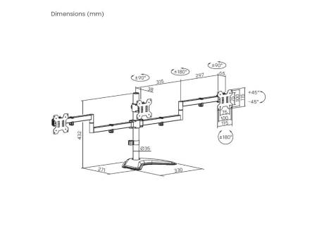 Soporte para 3 Monitores Aisens DT27TSR-287/ hasta 10kg