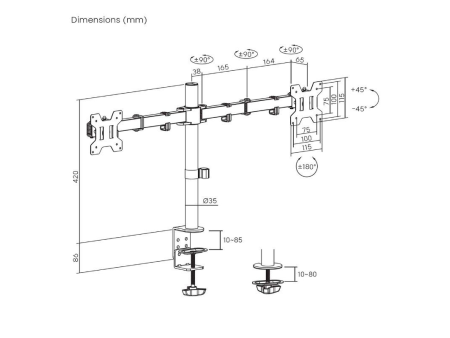 Soporte para 2 Monitores Aisens DT32TSR-279/ hasta 10kg