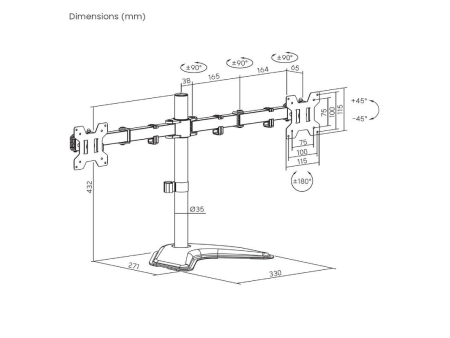 Soporte para 2 Monitores Aisens DT32TSR-285/ hasta 10kg