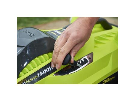 Cortacésped Ryobi RLM15E36H/ 1500W/ Corte Ø36cm/ Incluye Recolector de Hierba 45L y Adaptador Mulching