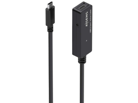 Cable Alargador USB 3.2 con Amplificador Aisens A107-0869/ USB Tipo-C Macho - USB Tipo-C Hembra/ Hasta 100W/ 20Gbps/ 5m/ Negro