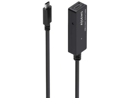 Cable Alargador USB 3.2 con Amplificador Aisens A107-0870/ USB Tipo-C Macho - USB Tipo-C Hembra/ Hasta 100W/ 20Gbps/ 10m/ Negro