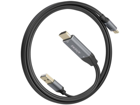 Cable Conversor Aisens A109-0871/ HDMI Macho/ USB Macho - USB Tipo-C Macho/ 1.8m/ Negro