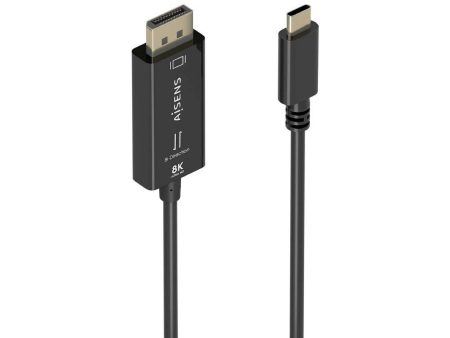 Cable Conversor Aisens A109-0879/ USB Tipo-C Macho - DisplayPort Macho/ 1.8m/ Negro