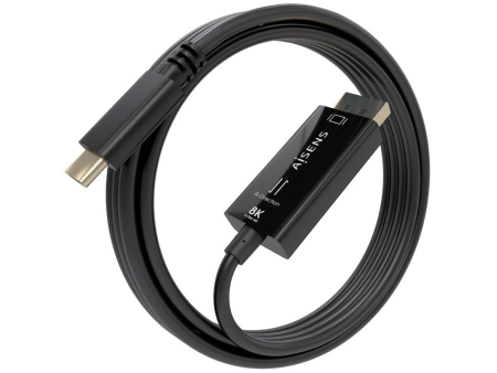 Cable Conversor Aisens A109-0879/ USB Tipo-C Macho - DisplayPort Macho/ 1.8m/ Negro