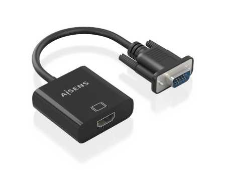 Cable Conversor Aisens A115-0873/ VGA Macho/ HDMI Hembra - Jack 3.5 Hembra - MicroUSB / 20cm/ Negro