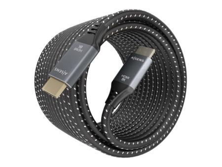 Cable HDMI 2.1 8K Aisens A150-0877/ HDMI Macho - HDMI Macho/ 7m/ Gris y Negro