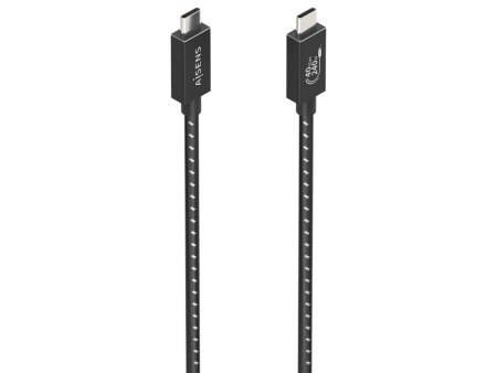 Cable USB 4.0 Tipo-C Aisens A107-0866/ USB Tipo-C Macho - USB Tipo-C Macho/ Hasta 240W/ 40Gbps/ 50cm/ Gris