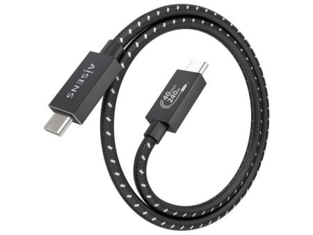 Cable USB 4.0 Tipo-C Aisens A107-0866/ USB Tipo-C Macho - USB Tipo-C Macho/ Hasta 240W/ 40Gbps/ 50cm/ Gris