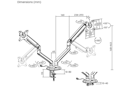 Soporte Gaming para 2 Monitores Aisens DT32TSR-297/ hasta 9kg