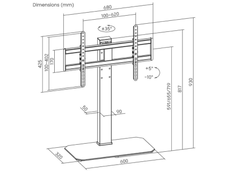 Soporte de Mesa Inclinable/ Giratorio Aisens DT86TS-291 para TV de 43-86'