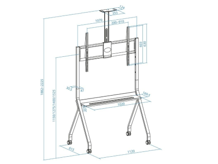 Soporte de Suelo con Ruedas TooQ FS20208M-B para TV de 55-100'/ hasta 120kg