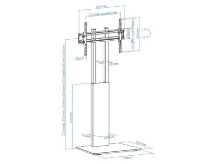 Soporte de Suelo Inclinable TooQ FS2288M-B para TV de 32-85'/ hasta 40kg