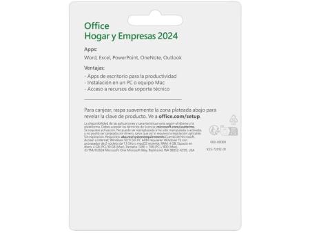 Microsoft Office Hogar y Empresas 2024/ 1 Usuario/ Licencia Perpetua