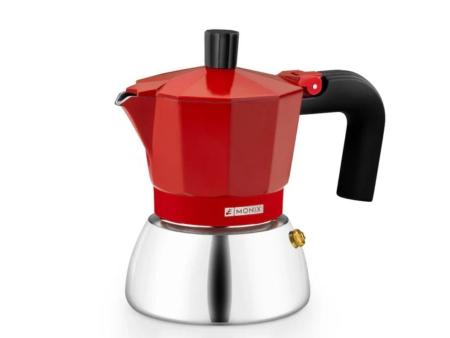 Cafetera Italiana Monix Induction Inox M863103/ 3 Tazas/ Roja