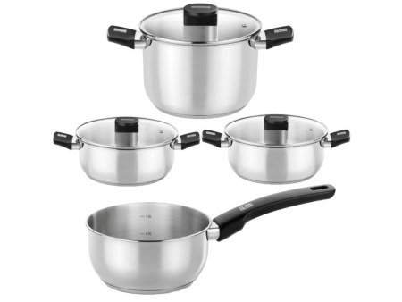 Pack Batería de Cocina Elite Monix M240001/ Cazo Ø14cm/ Ollas Ø24cm/ Cacerolas Ø20 - 24cm/ Acero Inoxidable/ Apta para Inducción