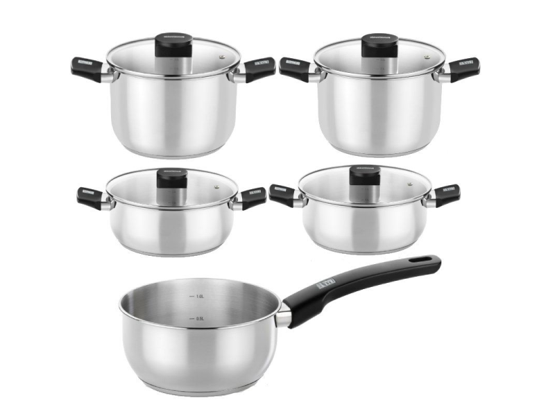 Pack Batería de Cocina Elite Monix M240002/ Cazo Ø14cm/ Ollas Ø20 - 24cm/ Cacerolas Ø20 - 24cm/ Acero Inoxidable/ Apta para Indu