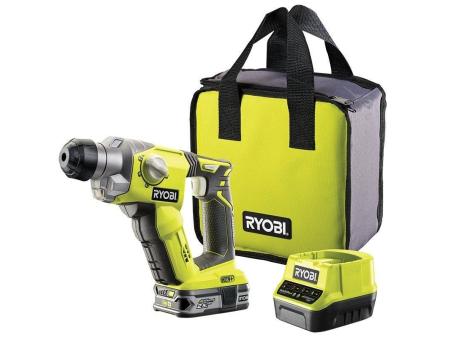 Martillo Percutor Sin Cable Ryobi ONE+ R18SDS-125S/ 1 Batería 18V 2.5 Ah/ Cargador 2.0 A/ Bolsa de Transporte