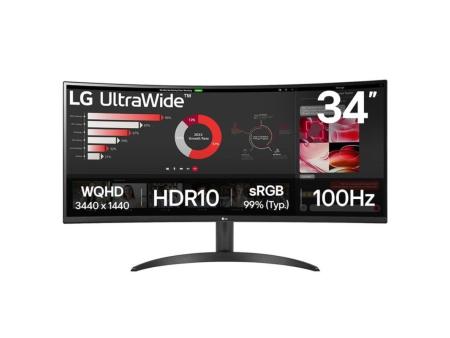 Monitor Profesional Ultrapanorámico Curvo LG 34WR50QK-B 34'/ WQHD/ Negro