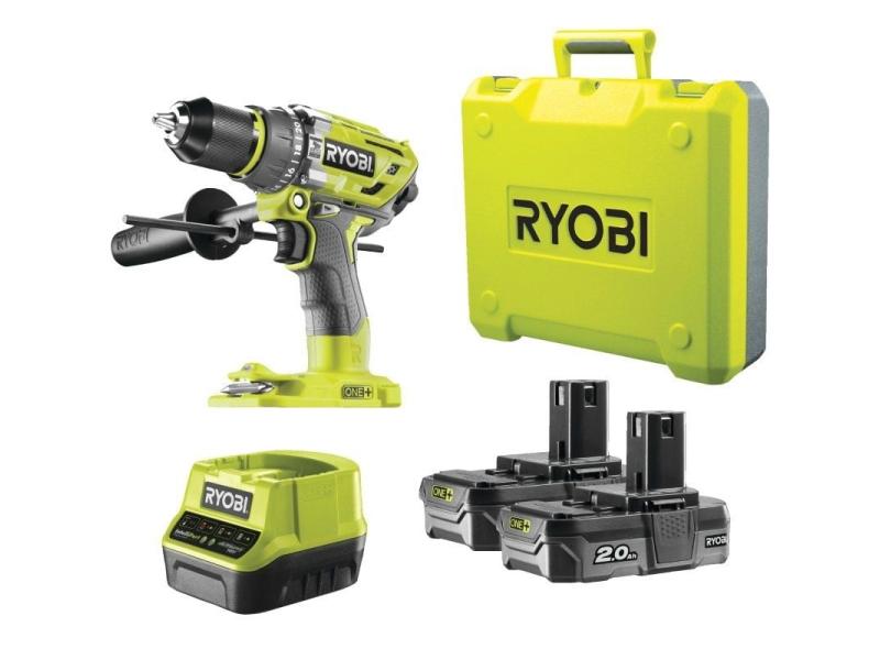 Taladro-Atornillador Sin Cable Ryobi ONE+ R18PD7-220B/ 2 baterías 18V 2,0 Ah/ Cargador 2,0 A/ Bolsa de Transporte