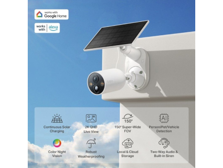 Cámaras de Videovigilancia TP-Link Tapo C425 KIT/ Visión Nocturna/ Control desde APP/ Incluye Panel Solar