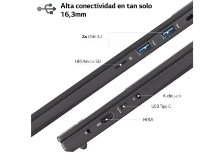 Portátil LG Ultra 16UD70R-G.AX56B Ryzen 5 7530U/ 16GB/ 512GB SSD/ 16'/ Sin sistema operativo