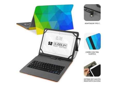 Funda con Teclado Subblim Keytab USB 11' Triángulos USB para Tablets de 11'