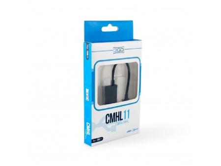 Cable MHL 11 Pines 3GO CMHL11 HDMI Macho - MicroUSB Macho/ Negro