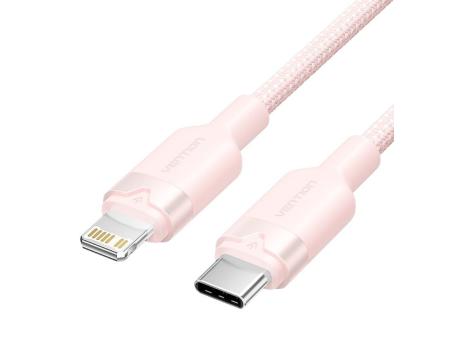 Cable USB Tipo-C Lightning Vention LALPF/ USB Tipo-C Macho - Lightning Macho/ 27W/ 480Mbps/ 1m/ Rosa