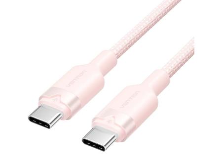 Cable USB 2.0 Tipo-C 3A Vention TRDPF/ USB Tipo-C Macho - USB Tipo-C Macho/ Hasta 60W/ 480Mbps/ 1m/ Rosa