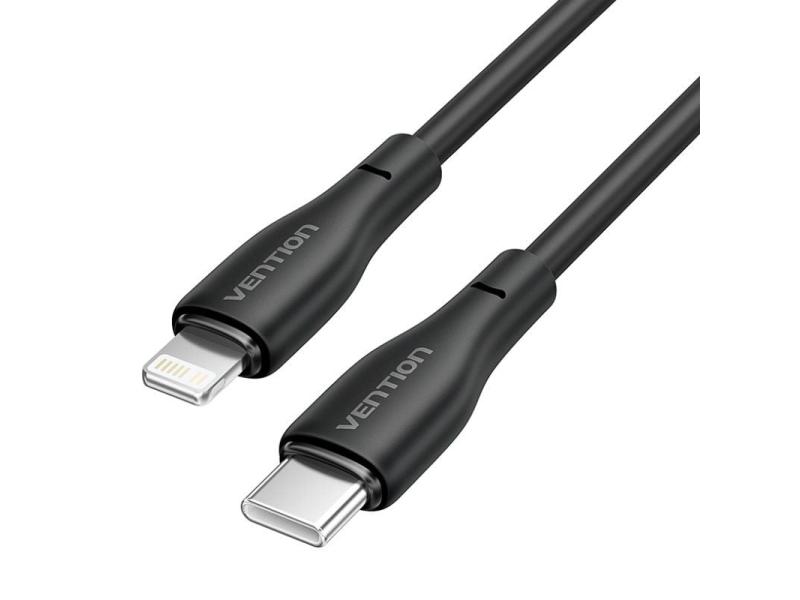 Cable USB Tipo-C Lightning Vention H28BF/ USB Tipo-C Macho - Lightning Macho/ 27W/ 480Mbps/ 1m/ Negro