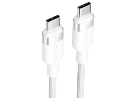 Cable USB 2.0 Tipo-C 3A Vention TRDWF/ USB Tipo-C Macho - USB Tipo-C Macho/ Hasta 60W/ 480Mbps/ 1m/ Blanco