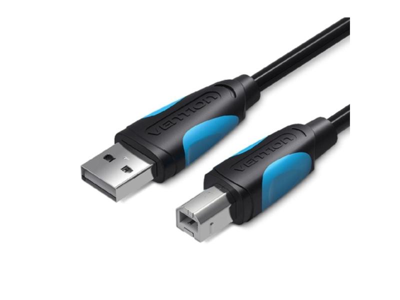 Cable USB 2.0 Impresora Vention VAS-A16-B500/ USB Tipo-B Macho - USB Macho/ 480Mbps/ 5m/ Negro