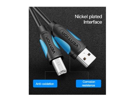 Cable USB 2.0 Impresora Vention VAS-A16-B500/ USB Tipo-B Macho - USB Macho/ 480Mbps/ 5m/ Negro