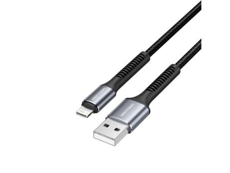 Cable USB 2.0 Lightning Vention H14BF/ Lightning Macho - USB Macho/ 10W/ 480Mbps/ 1m/ Negro