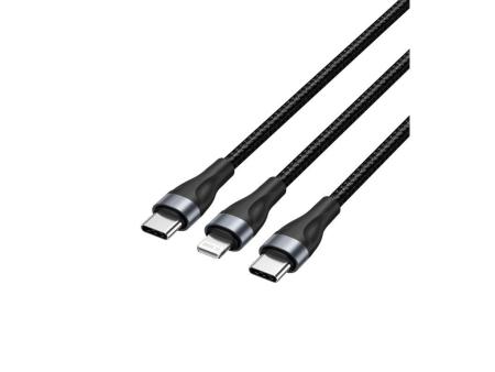 Cable USB Tipo-C Vention H17BAV/ USB Tipo-C Macho - Lightning Macho/ USB Tipo-C Macho/ 60W/ 480Mbps/ 1.2m/ Negro