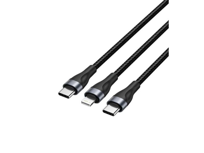 Cable USB Tipo-C Vention H17BAV/ USB Tipo-C Macho - Lightning Macho/ USB Tipo-C Macho/ 60W/ 480Mbps/ 1.2m/ Negro