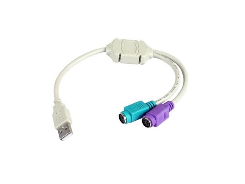 Cable Conversor 3GO C101/ USB Macho - 2x PS2 Macho/ 10cm/ Blanco