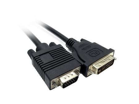 Cable DVI 3GO CDVIVGA/ DVI-I Macho - HD DSUB Macho/ 2m/ Negro