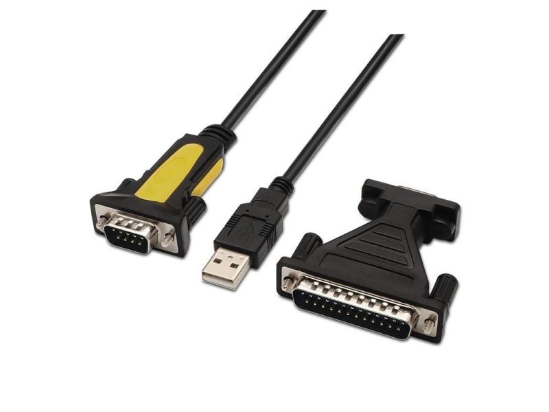 Cable Conversor impresora Aisens A104-0039/ USB Macho - DB9 Macho/ 1.8m/ Negro