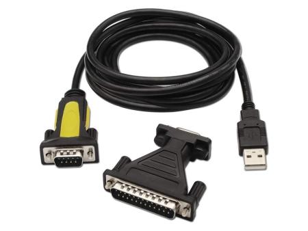 Cable Conversor impresora Aisens A104-0039/ USB Macho - DB9 Macho/ 1.8m/ Negro